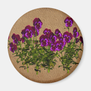 Íman Violetas roxas em floral de papel envelhecido