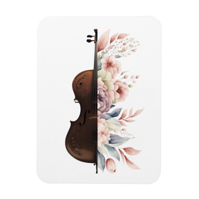 Íman Violino com flores. (Vertical)