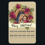 Íman Virgem Abençoada Maria Calendar Religiosa<br><div class="desc">Linda imagem da Bênção Virgem Maria,  Nossa Senhora do Monte Carmel com o Bebê Jesus. Uma coroa floral de Natal rodeia a imagem e um calendário de 2019 está no fundo. O texto e as fontes podem ser modificados.</div>