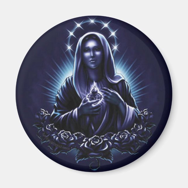 Íman Virgem Maria Abençoada da Flor Roxa (Frente)