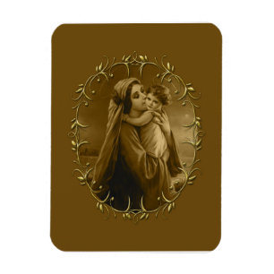 Íman Virgem Maria com Criança Jesus, Dourada Design da