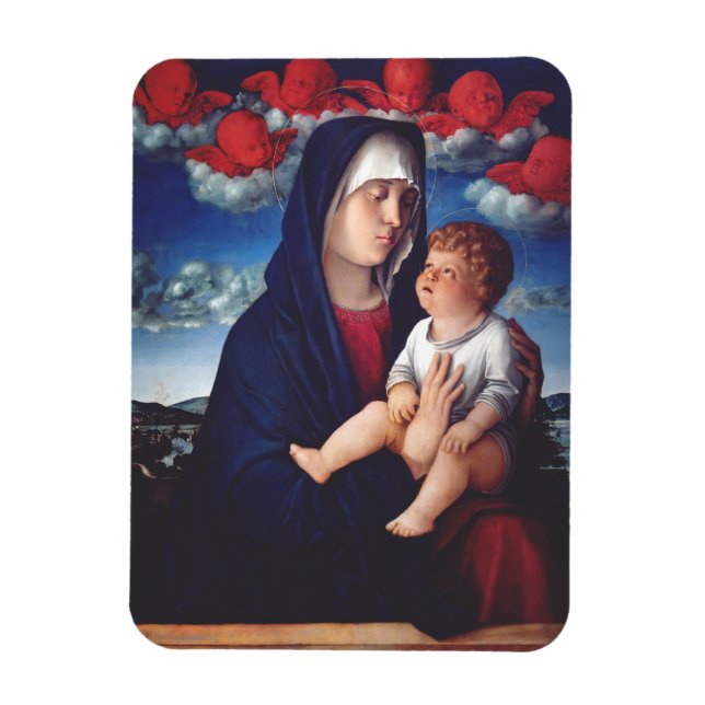 Íman Virgem Maria e Menino Arte Religiosa Clássica (Vertical)