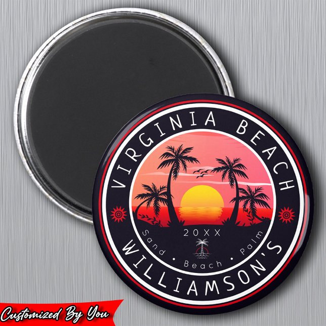 Íman Virginia Beach USA Retro Sunset Souvenirs 80s (Criador carregado)