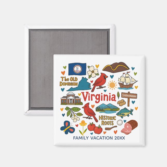 Íman Virginia Family Trip Keepsake Personalized (Front/Back)