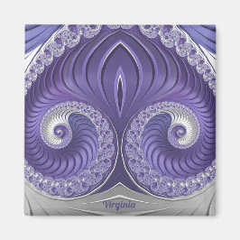 Íman VIRGINIA ~ Padrão Abstrato ~ Cinza Roxo Branco ~