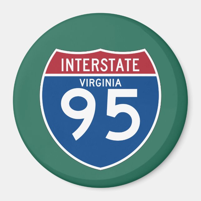 Íman Virginia VA I- 95 Interstate Highway Shield - (Frente)