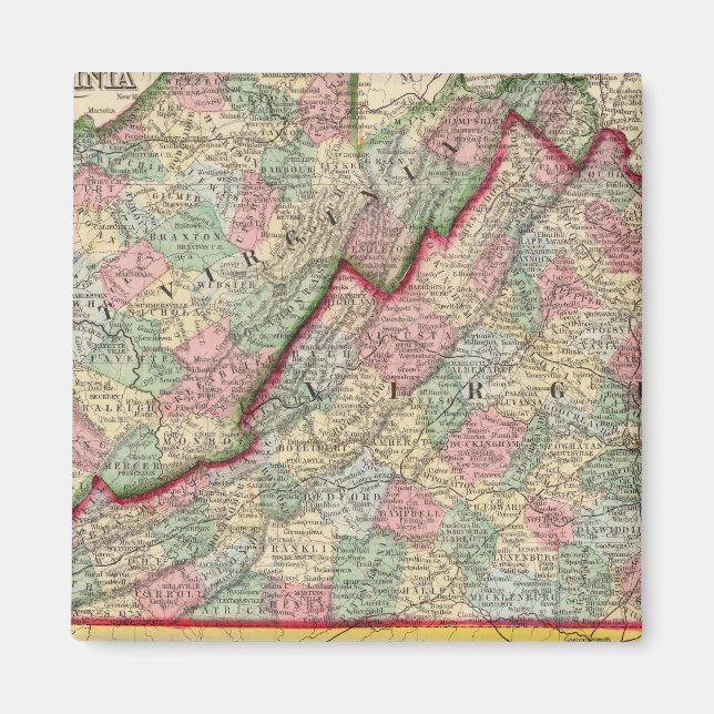 Íman Virginia, W Virginia Map de Mitchell (Frente)