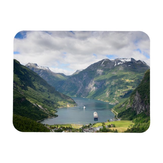 Íman Visão de Geirangerfjord no ímã retangular da Norue (Horizontal)