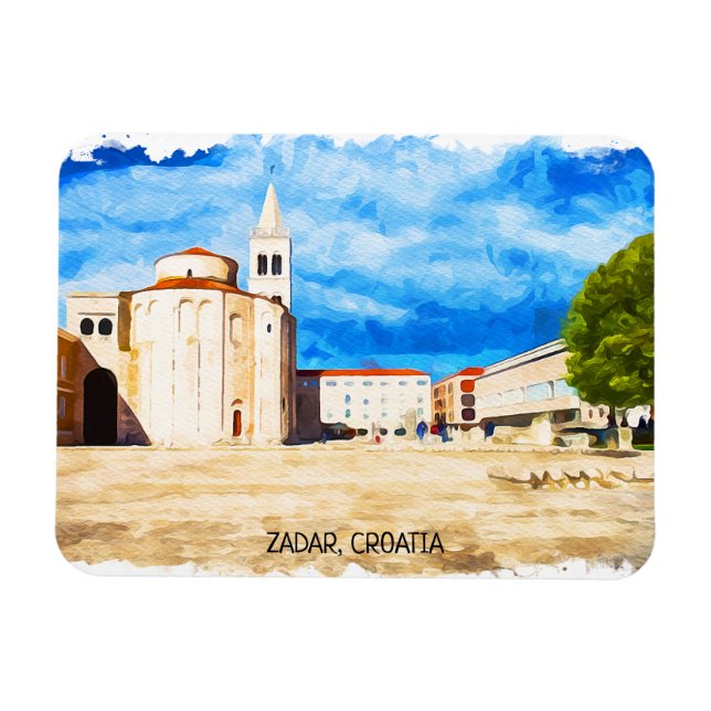 Íman Visão Panorama da Aquarela de Zadar Croácia (Horizontal)