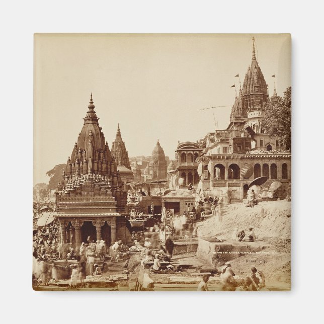 Íman Vishnu Pud e Outros Templos, Benares (foto sepia) (Frente)