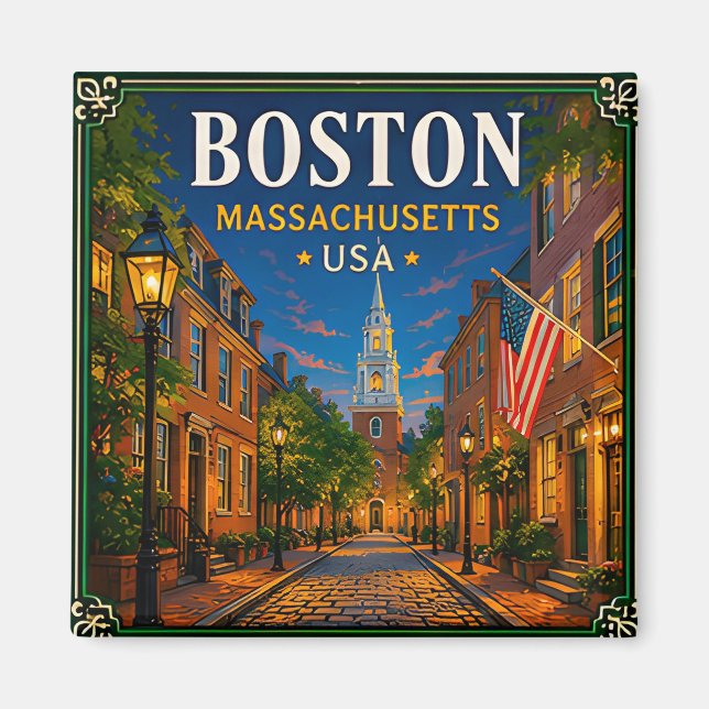 Íman 🍁 Visita Histórica a Boston Massachusetts 🍁 (Frente)