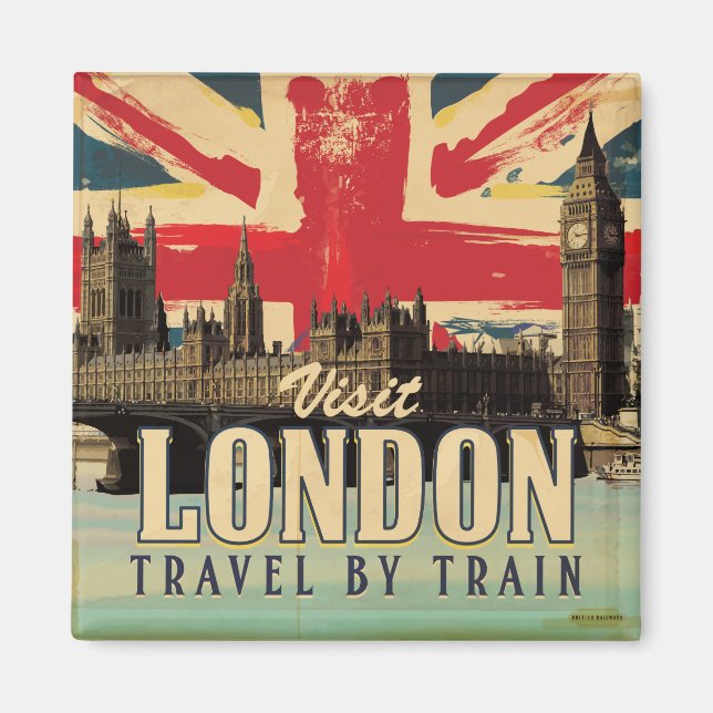Íman Visite o poster vintage de Londres (Frente)