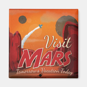 Íman Visite o Poster vintage Mars
