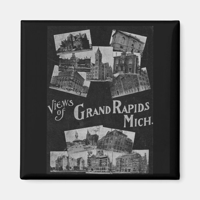 Íman Visões da Grande Rapids Michigan Vintage (Frente)