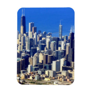 Íman Vista aérea do centro de Chicago com lago