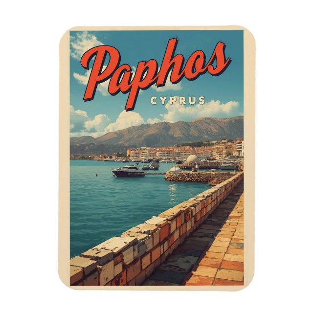 Íman Vista da água de Pafos, presentes de lembrança de  (Vertical)