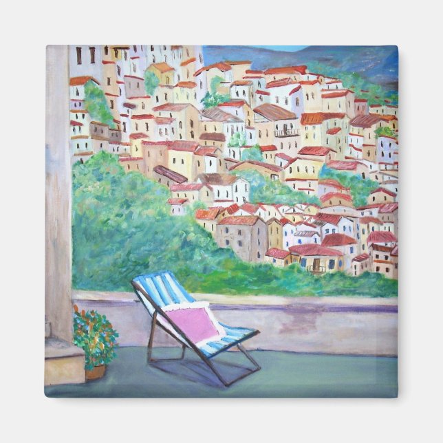 Íman Vista da aldeia de Apricale Magnet (Frente)