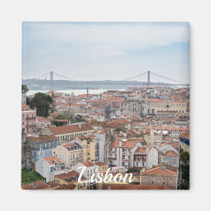 Íman Vista da antiga cidade de Lisboa e 25 da ponte de 