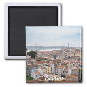 Íman Vista da antiga cidade de Lisboa e 25 da ponte de 