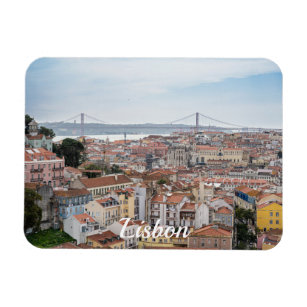 Íman Vista da antiga cidade de Lisboa e 25 da ponte de 