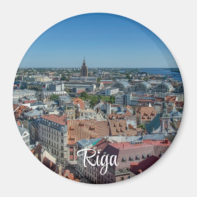 Íman Vista da cidade antiga de Riga de cima (Frente)