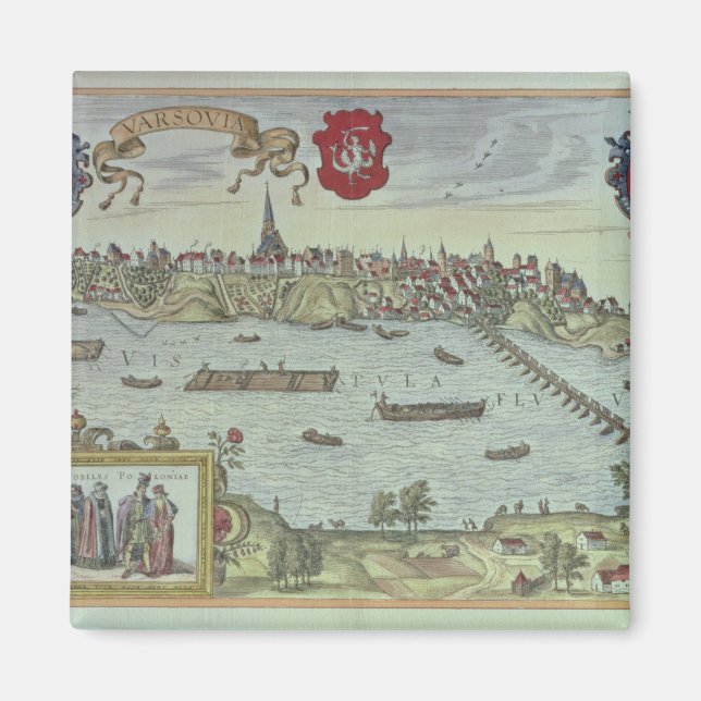 Íman Vista da cidade de Varsóvia ao lado do rio Vistul (Frente)