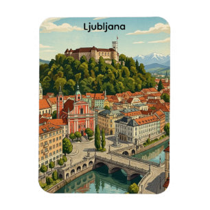 Íman Vista da Cidade de Viagem Antiga de Liubliana Eslo