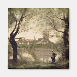 Íman Vista da cidade e da catedral de Mantes