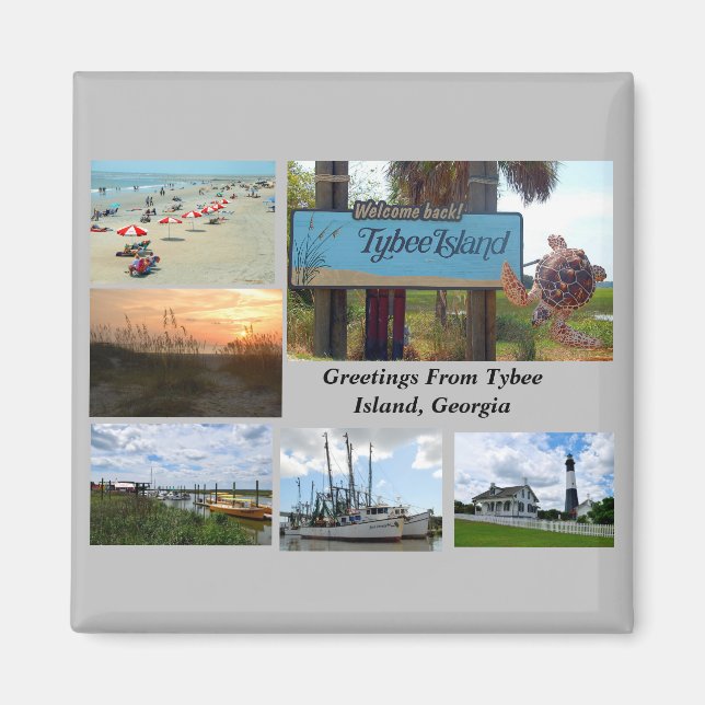 Íman Vista da Ilha Tybee, Geórgia (Frente)