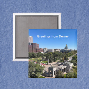 Íman Vista da Silhueta de Denver com Personalização do