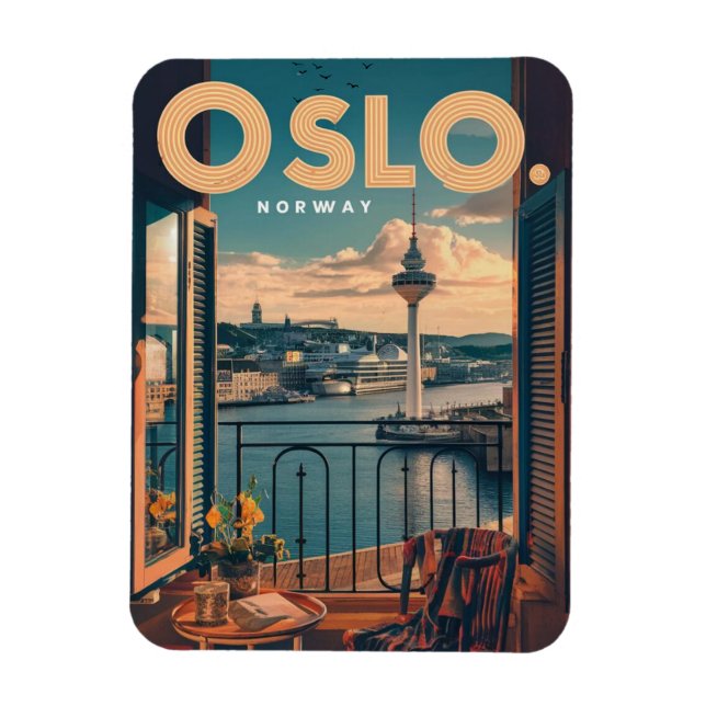Íman vista da varanda de Oslo Noruega presentes e vinta (Vertical)
