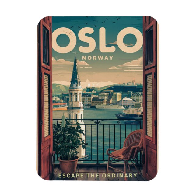 Íman Vista da varanda de Oslo Noruega presentes e vinta (Vertical)