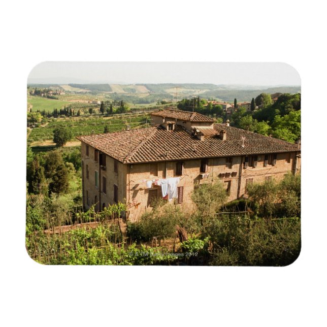 Íman Vista de alto ângulo de um edifício, San Gimignano (Horizontal)