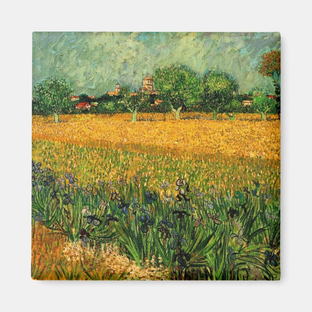 Íman Vista de Arles com Íris por Vincent van Gogh (Frente)