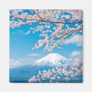 Íman Vista de Monte Fuji com flores de cerejeira