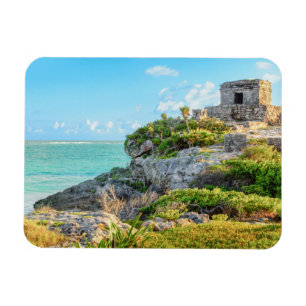 Íman Vista de ruínas de Tulum, deus do templo dos
