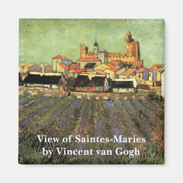 Íman Vista de Saintes Maries por Vincent van Gogh (Frente)