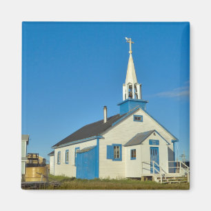 Íman Vista de uma igreja azul e branca na tribo Dene