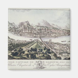 Íman Vista do capital e da fortaleza de Salzburg,