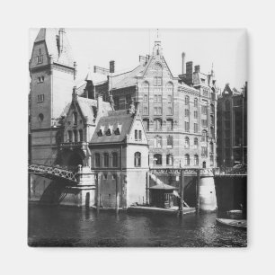 Íman Vista do Speicherstadt Hamburgo, c.1910