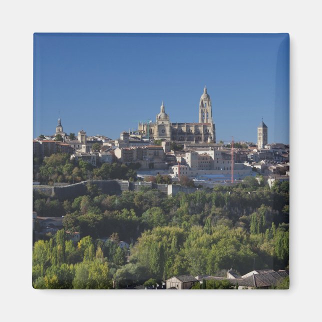 Íman Vista elevada da cidade com a Catedral de Segóvia (Frente)