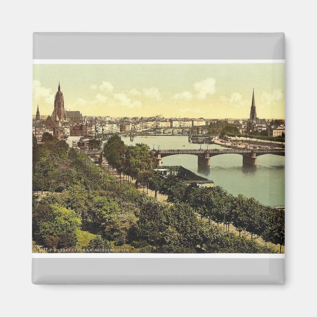 Íman Vista geral, rio e armazéns, Frankfort (Frente)