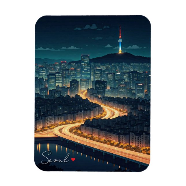 Íman Vista Noturna de Seul Coreia do Sul (Vertical)
