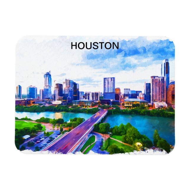 Íman Vista Panorama do Texas na moda Houston (Horizontal)