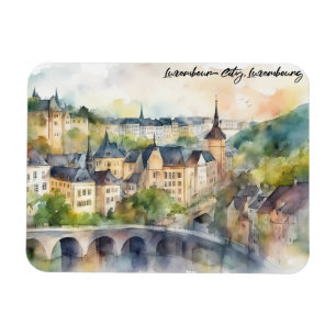Íman Vista panorâmica da pintura aquarela da cidade de