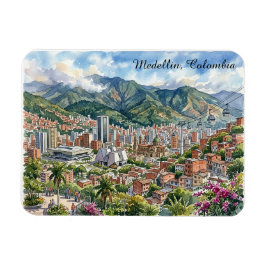 Íman Vista panorâmica de Medellín, Colômbia Arte em Aqu