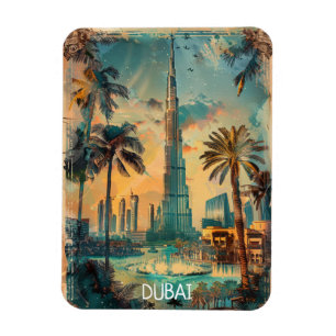 Íman Vista panorâmica vintage do Burj Khalifa em Dubai