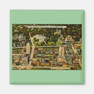 Íman Vista vintage de Battle Creek do centro, Michigan