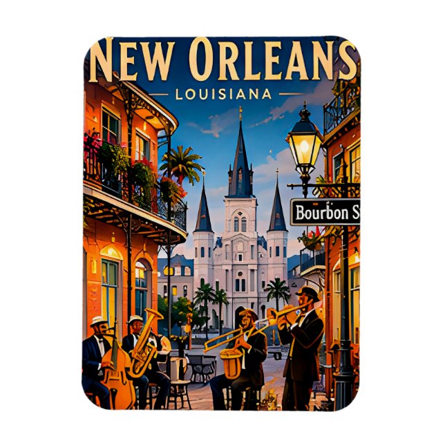 Íman 🎷 Vistas da Rua do French Quarter de Nova Orleans (Vertical)