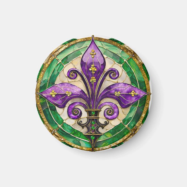 Íman Vitral Mardi Gras Fleur de lis  (Frente)